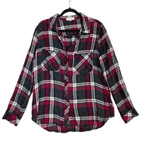 Bella Dahl Red and Black Plaid button down Shirt